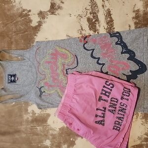Pink VS All This and Brains Too Shorts with Brilliant Tank Sleepwear Set. Size:S